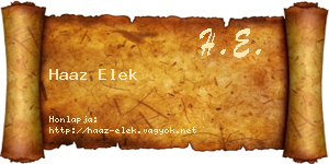 Haaz Elek névjegykártya